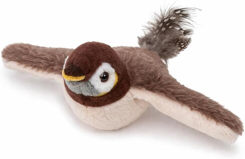 Cat Toy, Plush Bird with Sound and Motion, USB Rechargeable, Soft Washable Cover, Brown and White no Flying in Kuwait