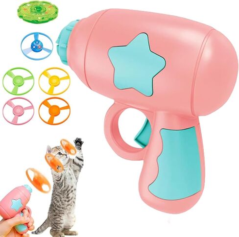 Bamboo Dragonfly Catapult Pistol, Bamboo Dragonfly Catapult Launcher, Flying Disc Launcher Toy with LED Glow, Interactive Play for Cats & Outdoor Fun, Exercise & Night Activity (Pink) in Kuwait