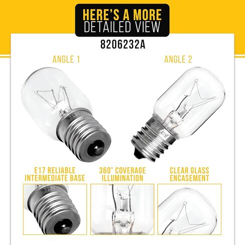 PartsBroz 8206232A لمبة الميكروويف 125 فولت 40 وات E17 قاعدة ضوء الفرن تحت الغطاء لدوامة WMH31017HS09 WMH31017HZ08 KMHS120ESS11 WMH53521HZ06 KMHC319ESS06 KMHS120KPS01 KMHS120ESS KMHS120ESS5 كمهس120ESS0 in Kuwait