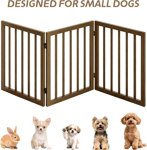 Freestanding Small Dog Door Gates Pet Gate- 3-Panel Wooden Short Dog Gate Indoor- Foldable Pet Gates for Doorway-Folding Dog Fence Pet Door for Puppy in Kuwait