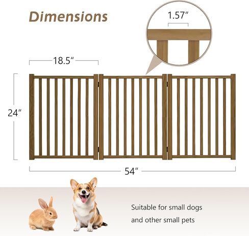 Freestanding Small Dog Door Gates Pet Gate- 3-Panel Wooden Short Dog Gate Indoor- Foldable Pet Gates for Doorway-Folding Dog Fence Pet Door for Puppy in Kuwait
