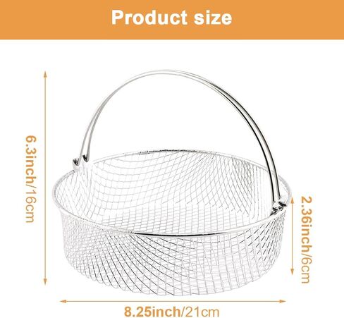Air Fryer Basket for Oven, 8inch Air Fryer Replacement Accessory Mesh Basket with Handle & Brush, Stainles Steel Steamer Baskets for InstantPot, Oven, Steamer, Household Frying in Kuwait