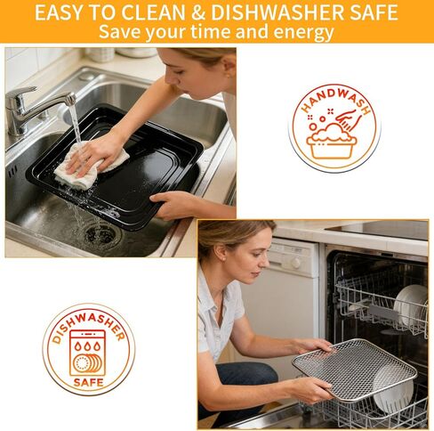 4 Pieces Set Air Fryer Tray Basket for Instant Vortex Plus10 Quart, 10.2×9'' Food Grade Replacement Parts Rack Grill Pan Crisper Plate for Innsky CROWNFUL 10.6Qt Air Fryer Oven, Dishwasher Safe in Kuwait