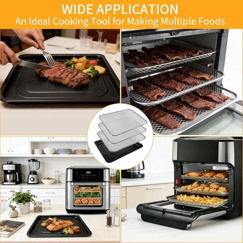 4 Pieces Set Air Fryer Tray Basket for Instant Vortex Plus10 Quart, 10.2×9'' Food Grade Replacement Parts Rack Grill Pan Crisper Plate for Innsky CROWNFUL 10.6Qt Air Fryer Oven, Dishwasher Safe in Kuwait