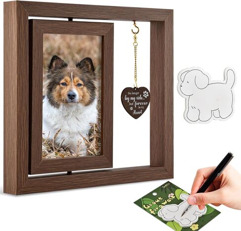 Dog Memorial Picture Frame, Loss of Dog Sympathy Gift, Rotating Wooden Picture Frame for 4x6 Photo, Pet Memorial Gifts For Dogs Pet Remembrance Gift(SIZE:1 Pc) in Kuwait