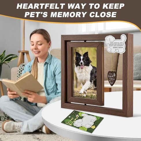Dog Memorial Picture Frame, Loss of Dog Sympathy Gift, Rotating Wooden Picture Frame for 4x6 Photo, Pet Memorial Gifts For Dogs Pet Remembrance Gift(SIZE:1 Pc) in Kuwait