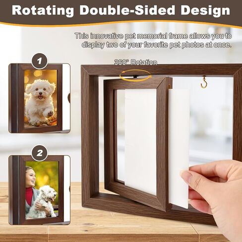 Dog Memorial Picture Frame, Loss of Dog Sympathy Gift, Rotating Wooden Picture Frame for 4x6 Photo, Pet Memorial Gifts For Dogs Pet Remembrance Gift(SIZE:1 Pc) in Kuwait