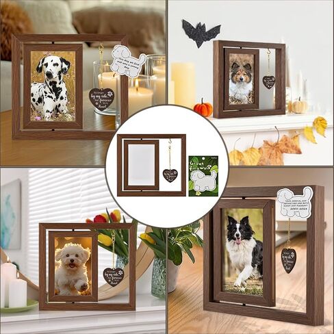Dog Memorial Picture Frame, Loss of Dog Sympathy Gift, Rotating Wooden Picture Frame for 4x6 Photo, Pet Memorial Gifts For Dogs Pet Remembrance Gift(SIZE:1 Pc) in Kuwait