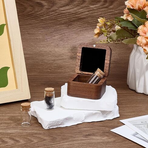 Pet Fur Keepsake Box with 3 Glass Pet Hair Memorial Bottles Wooden Paw Dog Cat Ashes Storage Shadow Box Pets Memorial Urn Can Hold Photos Pet Loss Sympathy Gifts for Pet Lovers Friends in Kuwait