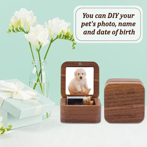 Pet Fur Keepsake Box with 3 Glass Pet Hair Memorial Bottles Wooden Paw Dog Cat Ashes Storage Shadow Box Pets Memorial Urn Can Hold Photos Pet Loss Sympathy Gifts for Pet Lovers Friends in Kuwait