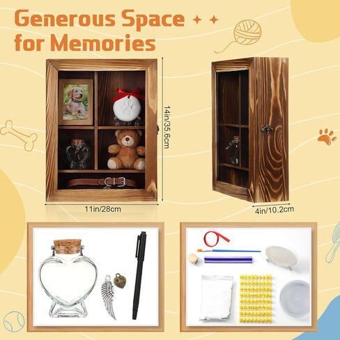 Ripeng Wood Color Pet Memorial Shadow Box with Heart Glass Bottle 14 x 11 in Dog Paw Print Clay Keepsake Display Frame for Lost Pet Memorial Gift Kit for Dogs Lover Owners Loss of Dog Death Sympathy in Saudi Arabia