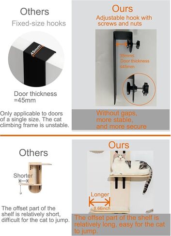 Door Hanging Cat Tree,Door Hanging Cat Shelf with Soft Mat,4-Levels Over The Door Cat Climber for Indoor Cats(Wooden-67.3" H X 23.2" L X 8.3" W) in Kuwait