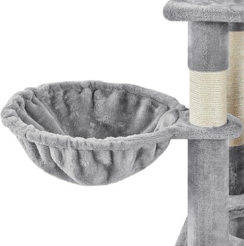 Topeakmart 71.5 inch Cat Tree Tower, Cat Furniture w/ 2 Condos, 2 Perches, 2 Hanging Balls Pet Stand House with Basket and Hammock for Indoor Cats and Kittens, Light Gray in Saudi Arabia