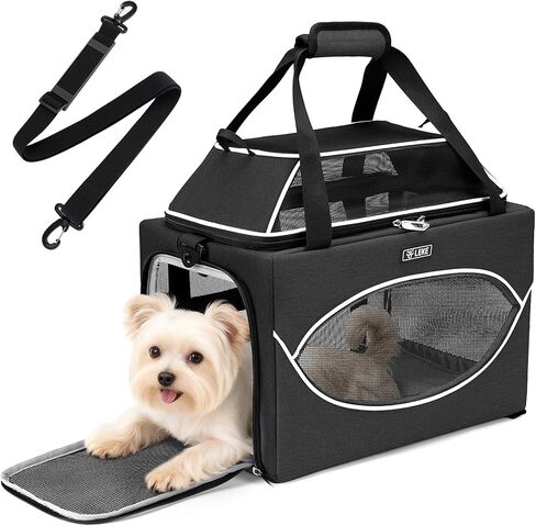 Lekereise Top-Expandable Pet Carrier 18x11x11Inch Delta American United Airline Approved Underseat to 15lbs Stable Car Travel Carriers for Small Dogs Cats with Locking Safety Zippers Anti-Scratch Mesh in Kuwait
