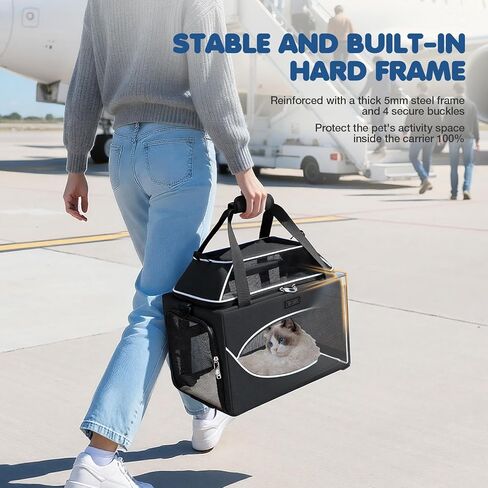 Lekereise Top-Expandable Pet Carrier 18x11x11Inch Delta American United Airline Approved Underseat to 15lbs Stable Car Travel Carriers for Small Dogs Cats with Locking Safety Zippers Anti-Scratch Mesh in Kuwait
