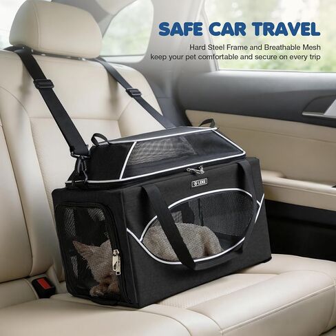 Lekereise Top-Expandable Pet Carrier 18x11x11Inch Delta American United Airline Approved Underseat to 15lbs Stable Car Travel Carriers for Small Dogs Cats with Locking Safety Zippers Anti-Scratch Mesh in Kuwait