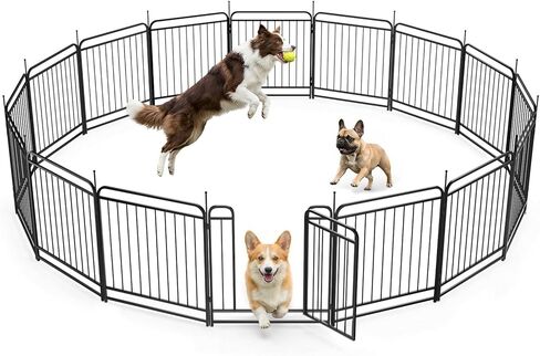 Fldofaves 8-Panel Dog Playpen في الهواء الطلق، ارتفاع 32 بوصة سياج معدني للكلاب في الهواء الطلق مع بوابة للكلاب المتوسطة الكبيرة، حاوية آمنة مع حصص أرضية للتخييم في ساحة الحديقة in Kuwait