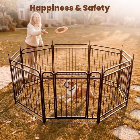Fldofaves 8-Panel Dog Playpen في الهواء الطلق، ارتفاع 32 بوصة سياج معدني للكلاب في الهواء الطلق مع بوابة للكلاب المتوسطة الكبيرة، حاوية آمنة مع حصص أرضية للتخييم في ساحة الحديقة in Kuwait