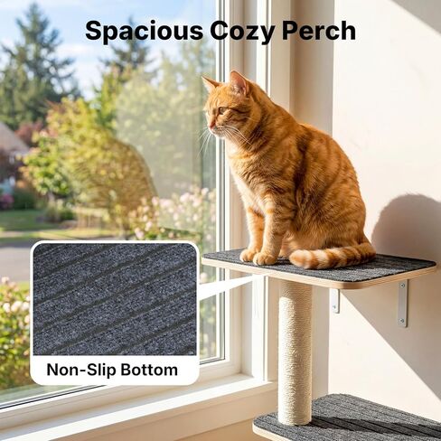 Veehoo Wall Mounted Cat Tree for Large Cats, 66" Tall Cat Wall Climber with Large Perches and Non-Slip Carpet, Cats Wall Shelves Furniture for Climb, Scratch, Lookout and Play in Kuwait