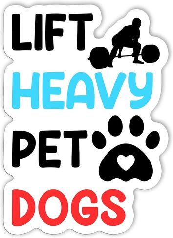 Lift Heavy Pet Dogs Funny Gym Workout Gift Sticker, Meme Icon Stickers, Stickers for Laptop, Guitar, Motorcycle, Bike, Skateboard, Luggage, Phone, Hydro Flask in Kuwait