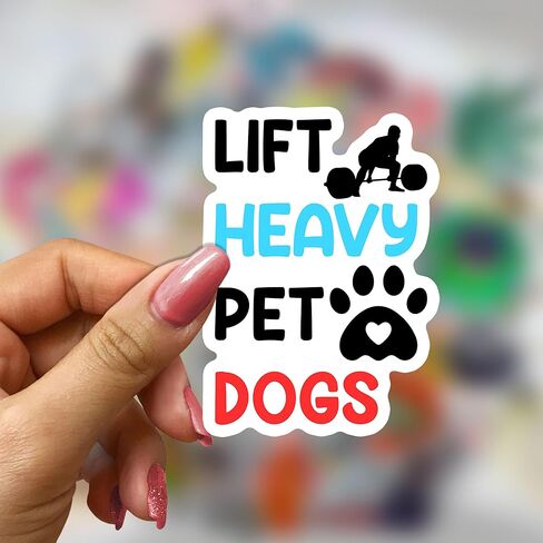 Lift Heavy Pet Dogs Funny Gym Workout Gift Sticker, Meme Icon Stickers, Stickers for Laptop, Guitar, Motorcycle, Bike, Skateboard, Luggage, Phone, Hydro Flask in Kuwait