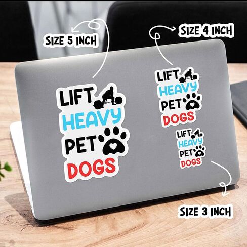 Lift Heavy Pet Dogs Funny Gym Workout Gift Sticker, Meme Icon Stickers, Stickers for Laptop, Guitar, Motorcycle, Bike, Skateboard, Luggage, Phone, Hydro Flask in Kuwait