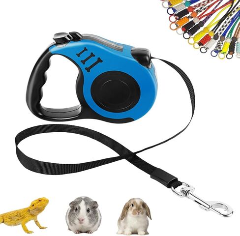 Retractable Harness and Leash Set for Ferrets, Rabbits, Guinea Pigs and Small Pets Lightweight Leash with Non-Slip Handle & 2pcs Rope Vests (Blue, 16.4ft) in Saudi Arabia
