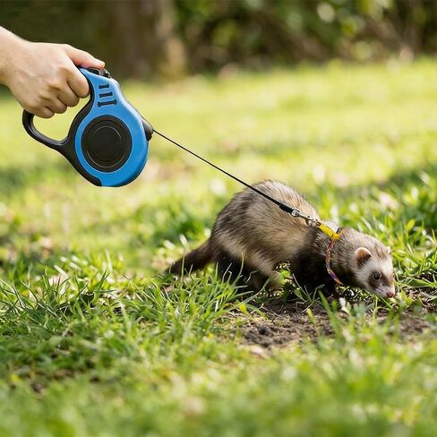 Retractable Harness and Leash Set for Ferrets, Rabbits, Guinea Pigs and Small Pets Lightweight Leash with Non-Slip Handle & 2pcs Rope Vests (Blue, 16.4ft) in Saudi Arabia