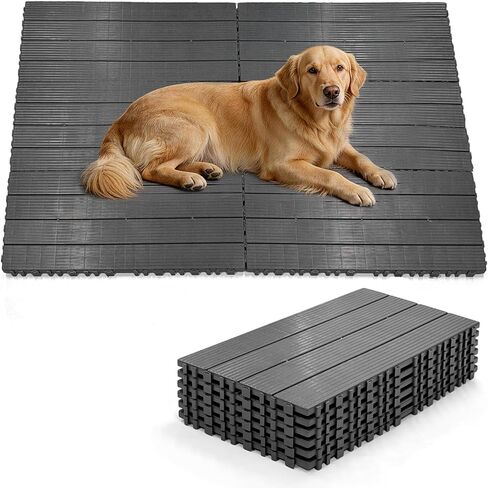 46" x 34.8" Dog Kennel Flooring, 6PCS Outdoor Pet Platform Raised Waterproof Decking for Dog Run, Cage and Patio, Easy Snap-On Assembly in Kuwait