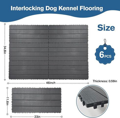 46" x 34.8" Dog Kennel Flooring, 6PCS Outdoor Pet Platform Raised Waterproof Decking for Dog Run, Cage and Patio, Easy Snap-On Assembly in Kuwait