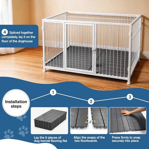 46" x 34.8" Dog Kennel Flooring, 6PCS Outdoor Pet Platform Raised Waterproof Decking for Dog Run, Cage and Patio, Easy Snap-On Assembly in Kuwait