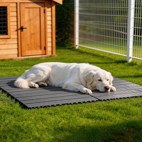 46" x 34.8" Dog Kennel Flooring, 6PCS Outdoor Pet Platform Raised Waterproof Decking for Dog Run, Cage and Patio, Easy Snap-On Assembly in Kuwait