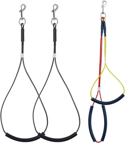 Pet Grooming Loop for Dogs - Fits Most No Sit Haunch Holder Pet Grooming Tubs and Tables Sturdy Steel Wire Rope(3 Packs) (Rubber Ring(Black) + No Sit Haunch Holder) in Kuwait