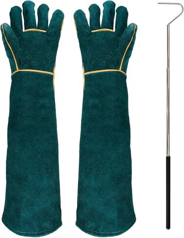 Animal Handling Gloves Bite Proof with 40inch Collapsible Snake Hook,Suitable for Falcon Dog Cat Bird Reptile Snake in Saudi Arabia