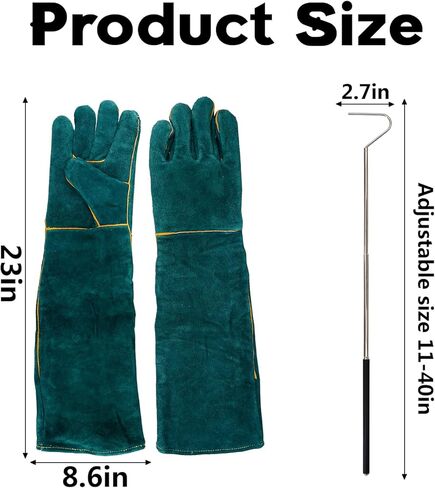 Animal Handling Gloves Bite Proof with 40inch Collapsible Snake Hook,Suitable for Falcon Dog Cat Bird Reptile Snake in Saudi Arabia