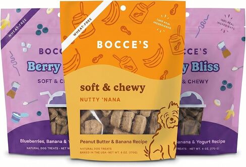 Bocce's Bakery Berry Bliss Smoothie + حزمة علاج الكلاب Nutty 'Nana - ملفات تعريف الارتباط الطبيعية والخالية من القمح الناعمة والمطاطية المصنوعة من مكونات حقيقية ومخبوزة في الولايات المتحدة الأمريكية - حزمة من قطعتين in Kuwait