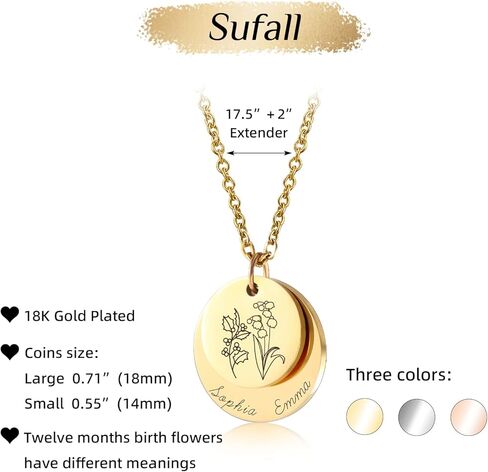 Gifts for Women – Personalized Necklace with Birth Flower & Name | Christmas Jewelry Gift for Mom, Wife, Daughter, Sister, Best Friend，Girls | Holiday Present Ideas in Saudi Arabia