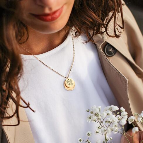 Gifts for Women – Personalized Necklace with Birth Flower & Name | Christmas Jewelry Gift for Mom, Wife, Daughter, Sister, Best Friend，Girls | Holiday Present Ideas in Saudi Arabia