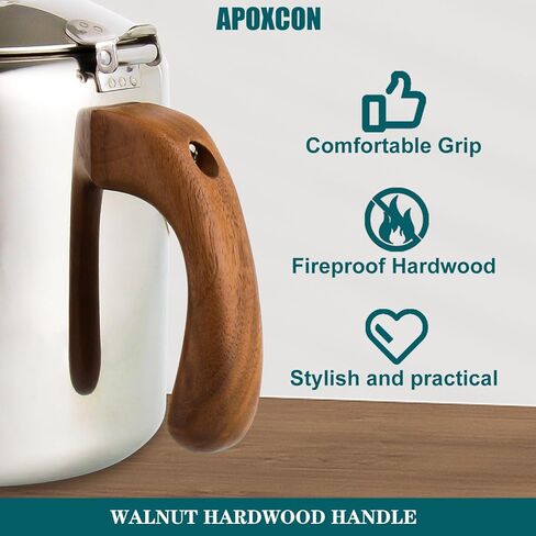 APOXCON Coffee Percolator Stainless Steel Coffee Maker with Fireproof Solid Wood Handle & Tough Glass Clear Brew Progress Knob Camping Coffee Pot Using on any Stovetop NO Aluminum NO Plastic (6 Cup) in Saudi Arabia