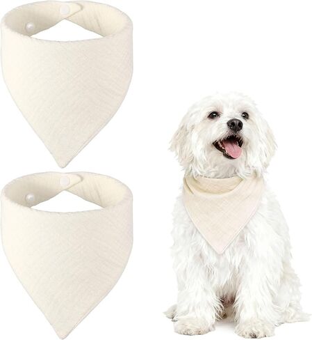 Triangle Dog Bandanas with Button, Solid Soft Pet Scarf Comfortable Triangle Bibs Washable Adjustable (Fabric, 2Pcs, Light Brown) for Small Medium Puppies Cat Birthday Party Gift in Saudi Arabia
