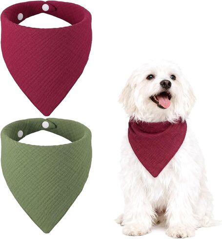 Triangle Dog Bandanas with Button, Solid Soft Pet Scarf Comfortable Triangle Bibs Washable Adjustable (Fabric, 2Pcs, Light Brown) for Small Medium Puppies Cat Birthday Party Gift in Saudi Arabia