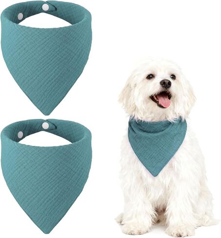 Triangle Dog Bandanas with Button, Solid Soft Pet Scarf Comfortable Triangle Bibs Washable Adjustable (Fabric, 2Pcs, Light Brown) for Small Medium Puppies Cat Birthday Party Gift in Saudi Arabia