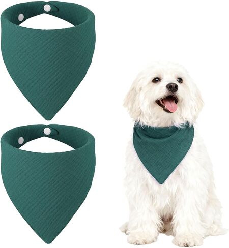Triangle Dog Bandanas with Button, Solid Soft Pet Scarf Comfortable Triangle Bibs Washable Adjustable (Fabric, 2Pcs, Light Brown) for Small Medium Puppies Cat Birthday Party Gift in Saudi Arabia