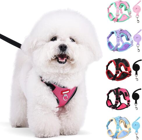 Coppthinktu Dog Harness with Leash Set for Small Sized Dogs Cats, No Pull Dog Harness Soft Mesh Cat Puppy Harness, Adjustable Reflective Step-in Pet Vest Harnesses for Outdoor Walking Training in Kuwait