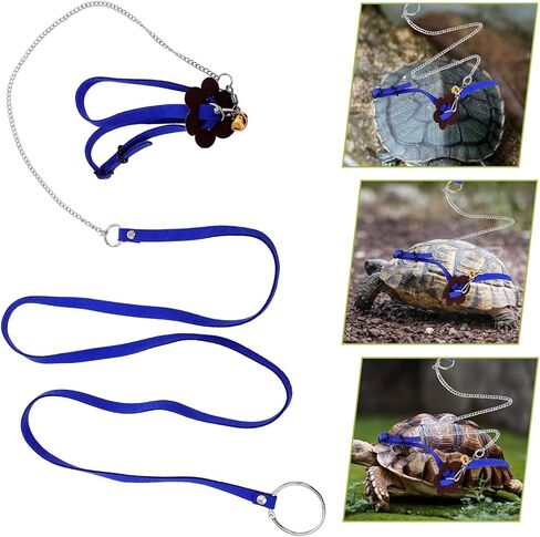 TOYANDONA Tortoise Walking Leash and Harness Blue Small Size with Whistle Pet Turtle Pulling Rope Outdoor Traction Rope for Reptile Control Random Color in Kuwait