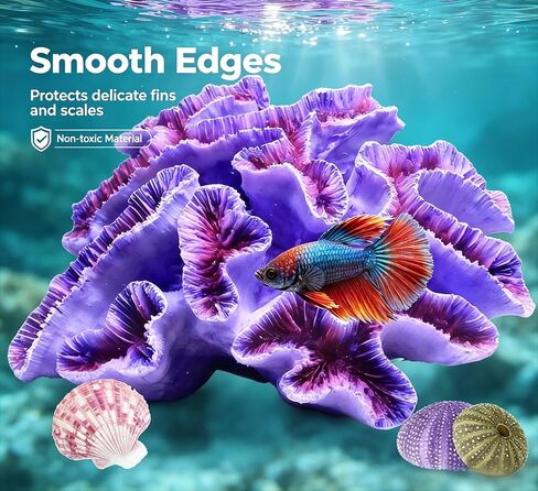 Aquarium Decor, Purple Artificial Coral Ornament with Fish Tank Plants, Lifelike Aquascape Decoration for Freshwater/Saltwater Tanks in Kuwait