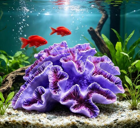Aquarium Decor, Purple Artificial Coral Ornament with Fish Tank Plants, Lifelike Aquascape Decoration for Freshwater/Saltwater Tanks in Kuwait