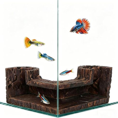 Aquarium Corner Hide Cave – Safe Resin Fish Shelter for Stress Reduction, BPA-Free Tank Decoration, 5.1"x2.7"x1.7" Ideal for Betta, Shrimp & Small Tropical Fish in Kuwait