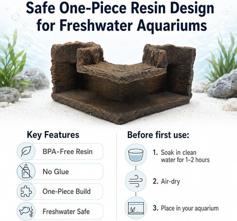 Aquarium Corner Hide Cave – Safe Resin Fish Shelter for Stress Reduction, BPA-Free Tank Decoration, 5.1"x2.7"x1.7" Ideal for Betta, Shrimp & Small Tropical Fish in Kuwait