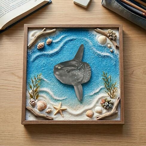 Mola Mola Fish Figure Realistic Ocean Sunfish Model, Detailed Marine Animal Figurine, Solid Plastic Deep Sea Decor for Aquarium, Home Display and Collection in Kuwait